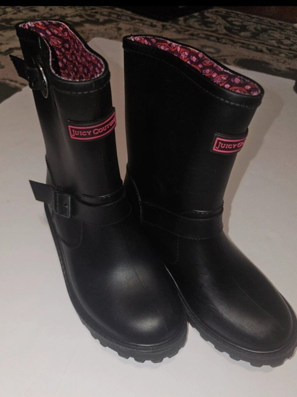 Juicy Couture Girls Black Rain Boots Size 1